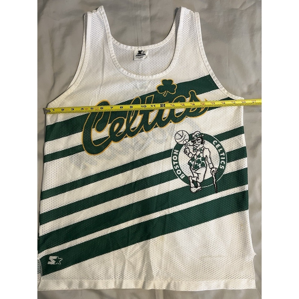 Vintage Boston Celtics Jersey Starter Mesh Tank Top Striped Made In USA White L - Picture 3 of 14